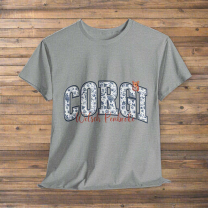 Corgi tshirt in sport Sports Gray with 'Corgi Welsh Pembroke' text 