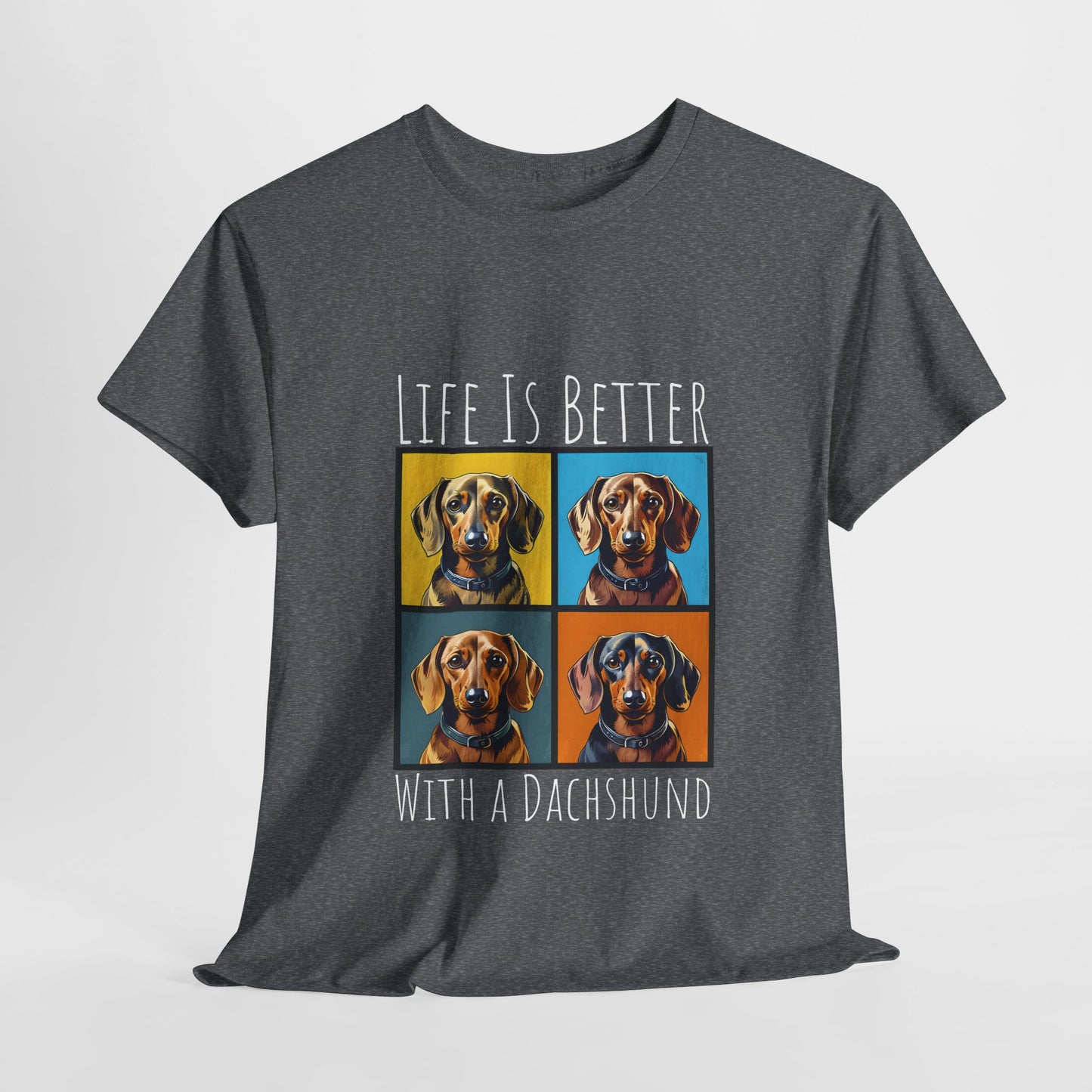 DACHSHUND SHIRT Life is Better in graphite heather