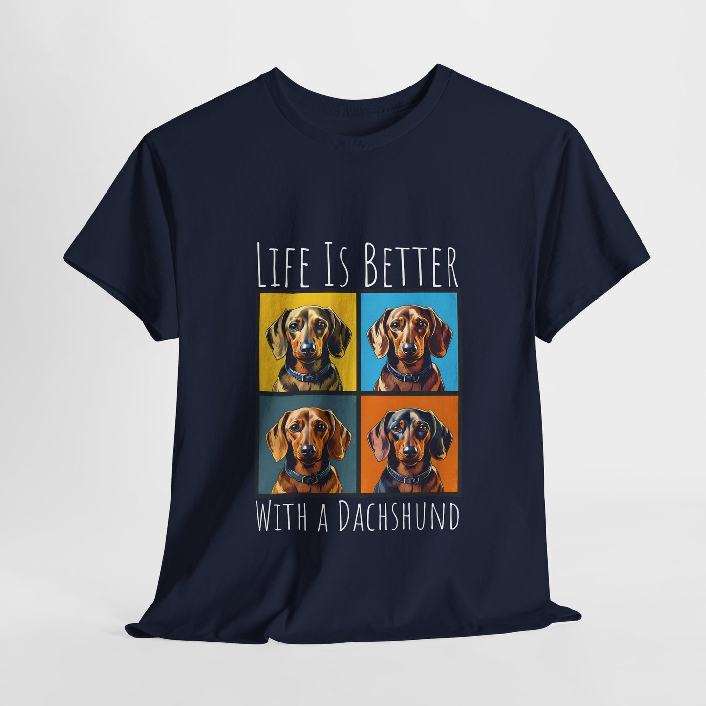 DACHSHUND SHIRT Life is Better in navy