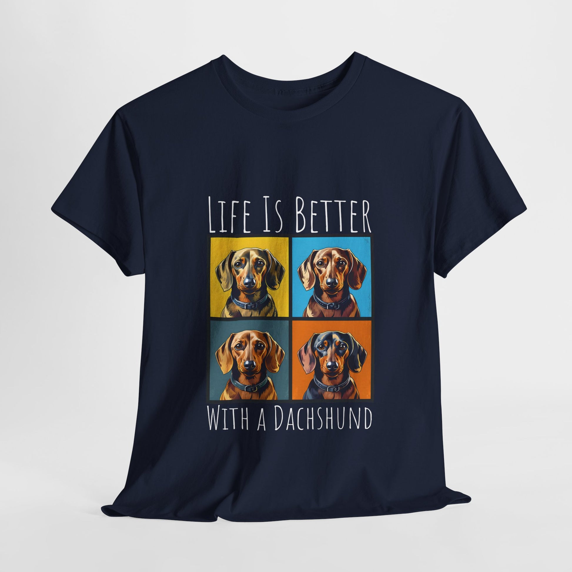 DACHSHUND SHIRT Life is Better in navy