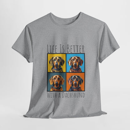 DACHSHUND SHIRT Life is Better in sport gray