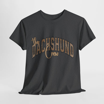 DACHSHUND SHIRT in Leopard Varsity Lettering in dark heather