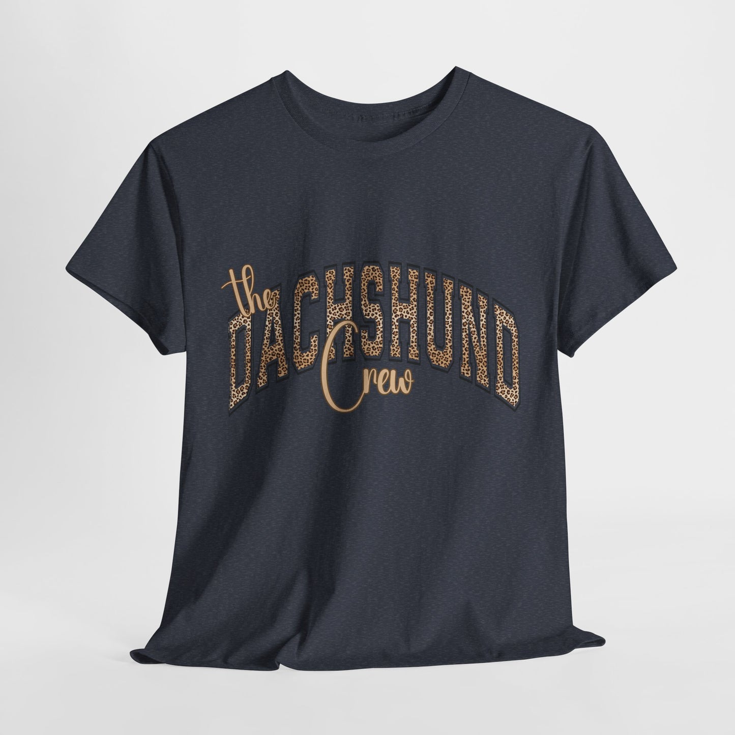 DACHSHUND SHIRT in Leopard Varsity Lettering in heather navy