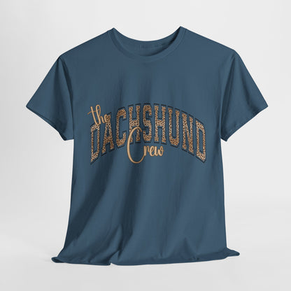 DACHSHUND SHIRT in Leopard Varsity Lettering in indigo blue
