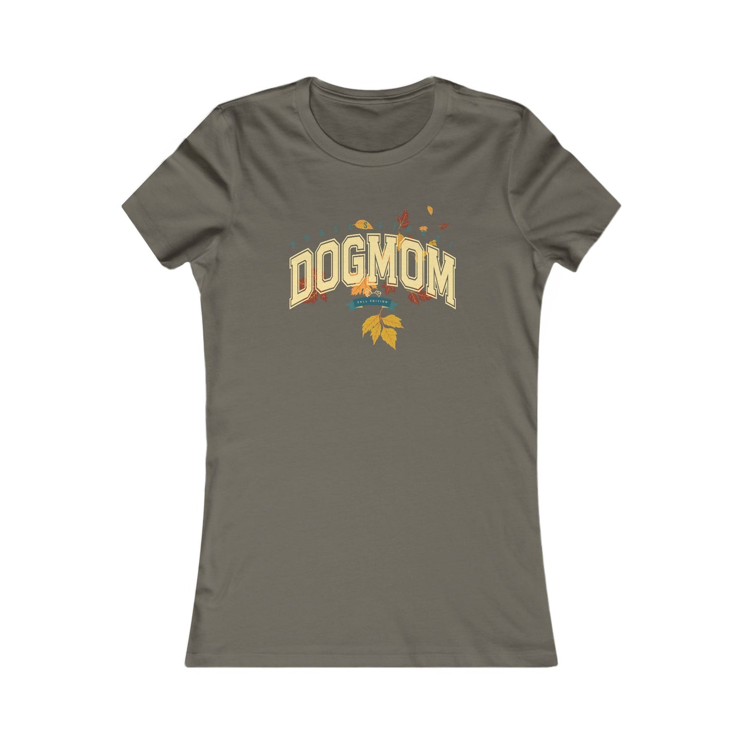 DOGMOM SHIRT Fall Edition with falling leaves in army