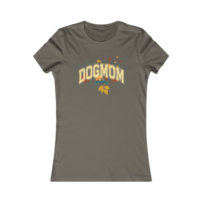 DOGMOM SHIRT Fall Edition with falling leaves in army