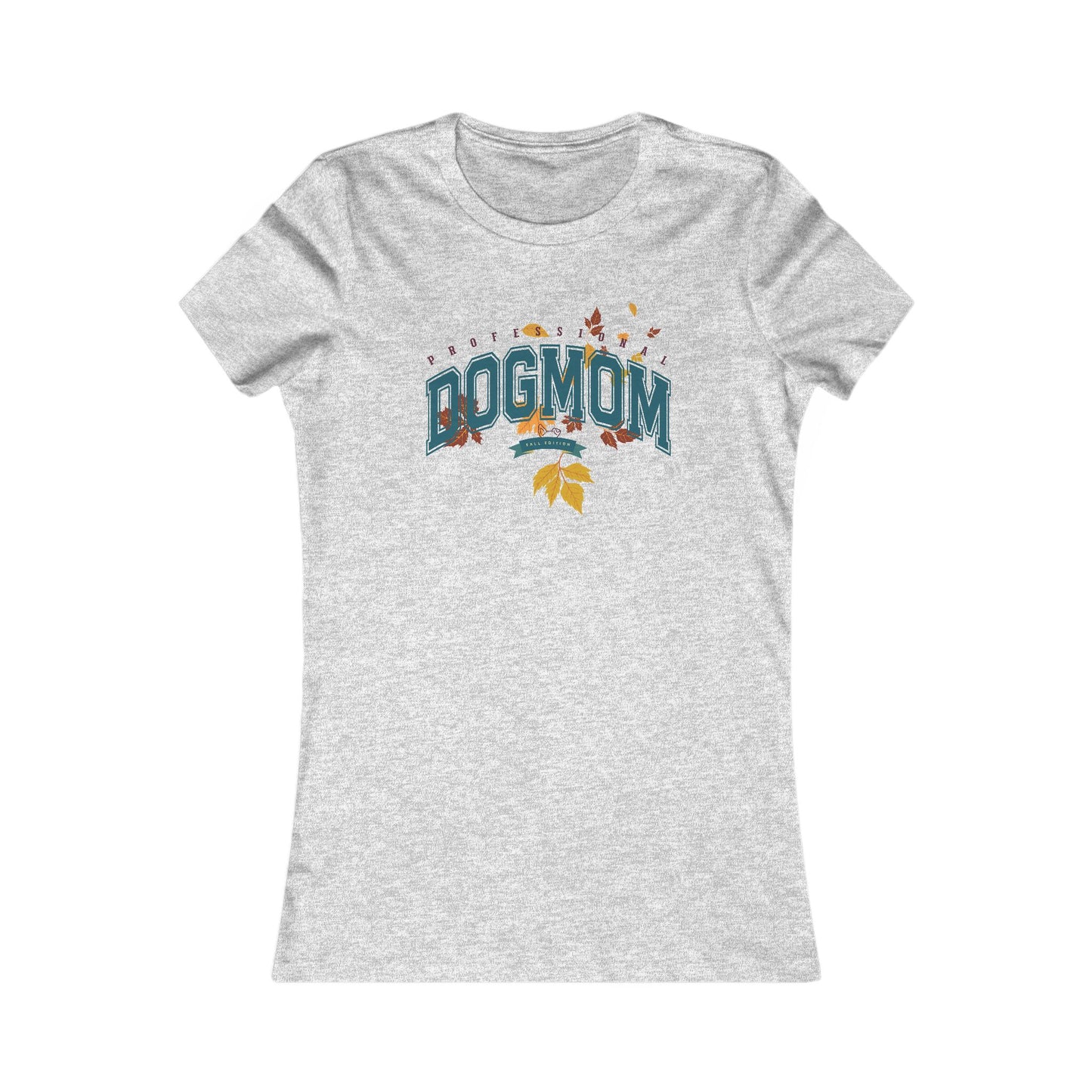 DOGMOM SHIRT Fall Edition with falling leaves in athletic heather