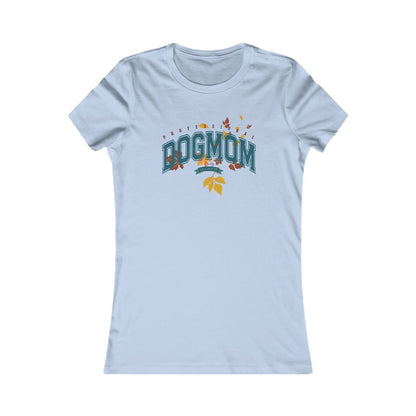 DOGMOM SHIRT Fall Edition with falling leaves in baby blue