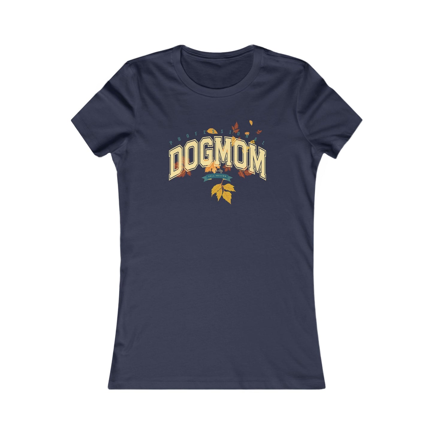 DOGMOM SHIRT Fall Edition with falling leaves in navy