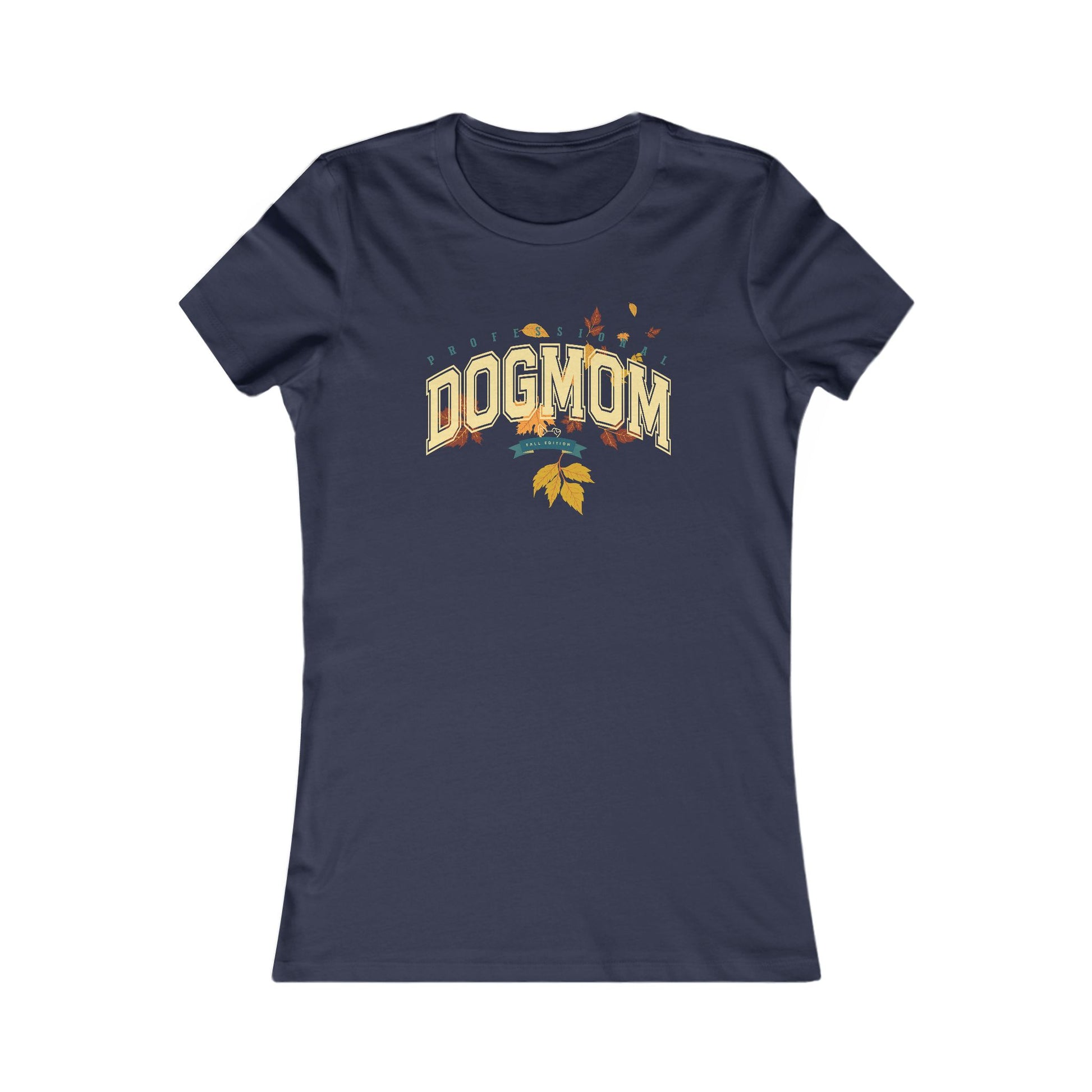 DOGMOM SHIRT Fall Edition with falling leaves in navy
