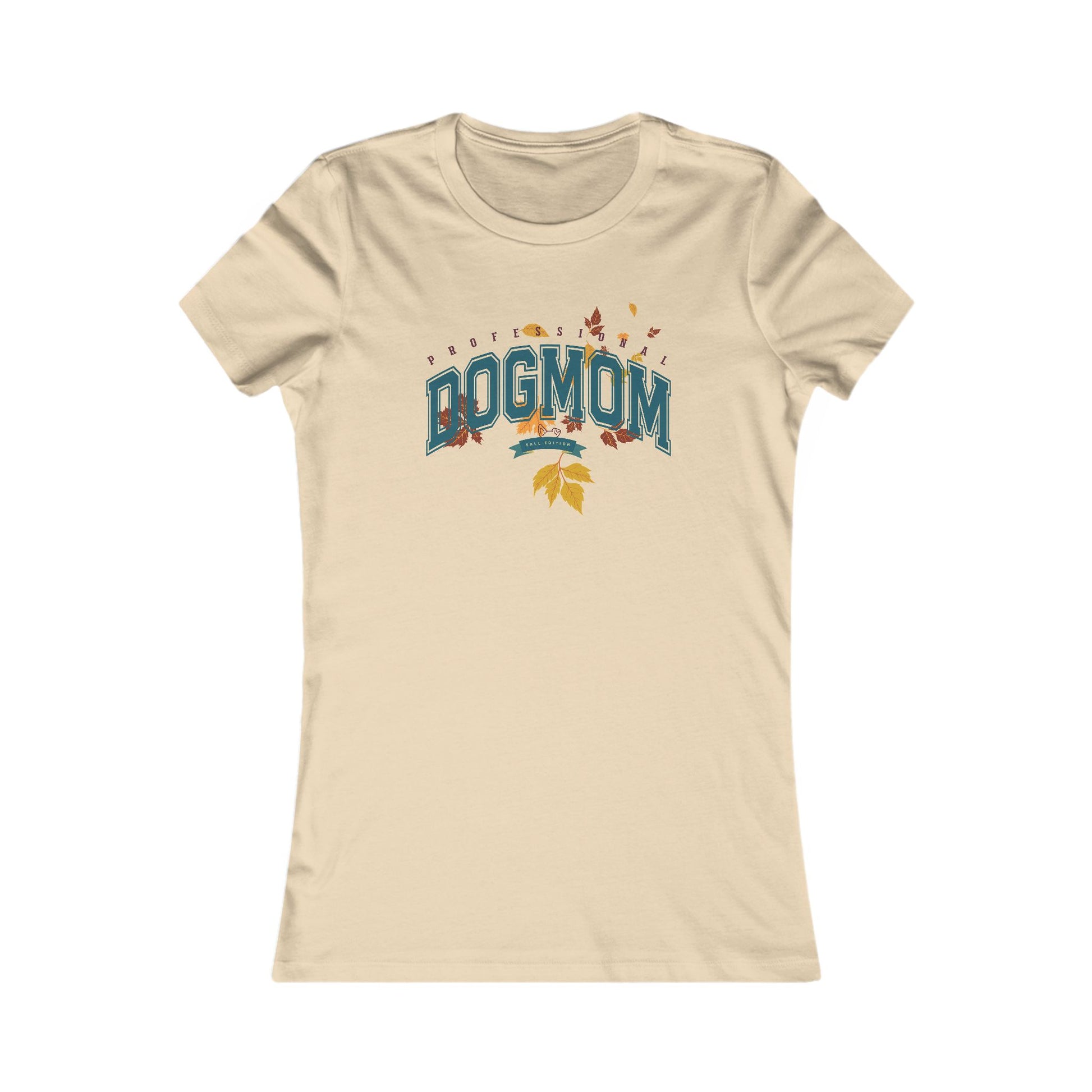 DOGMOM SHIRT Fall Edition with falling leaves in soft cream