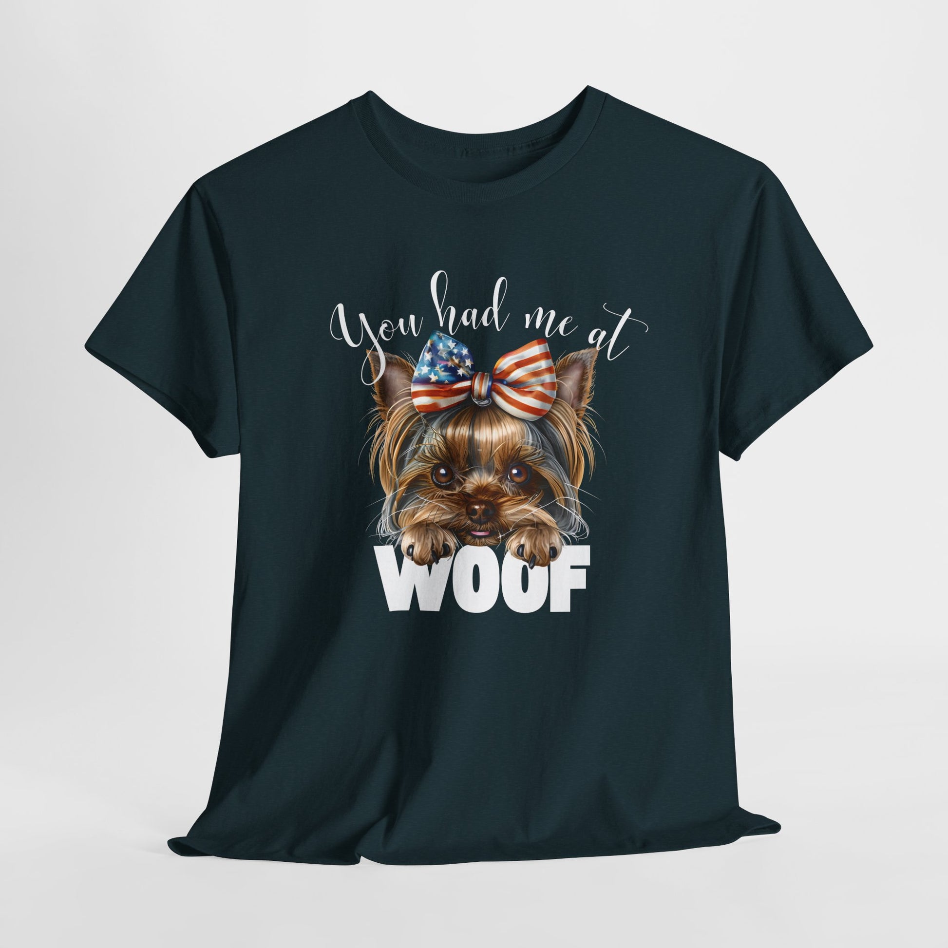 DOG SHIRTS FOR WOMEN Yorkie Woof in midnight