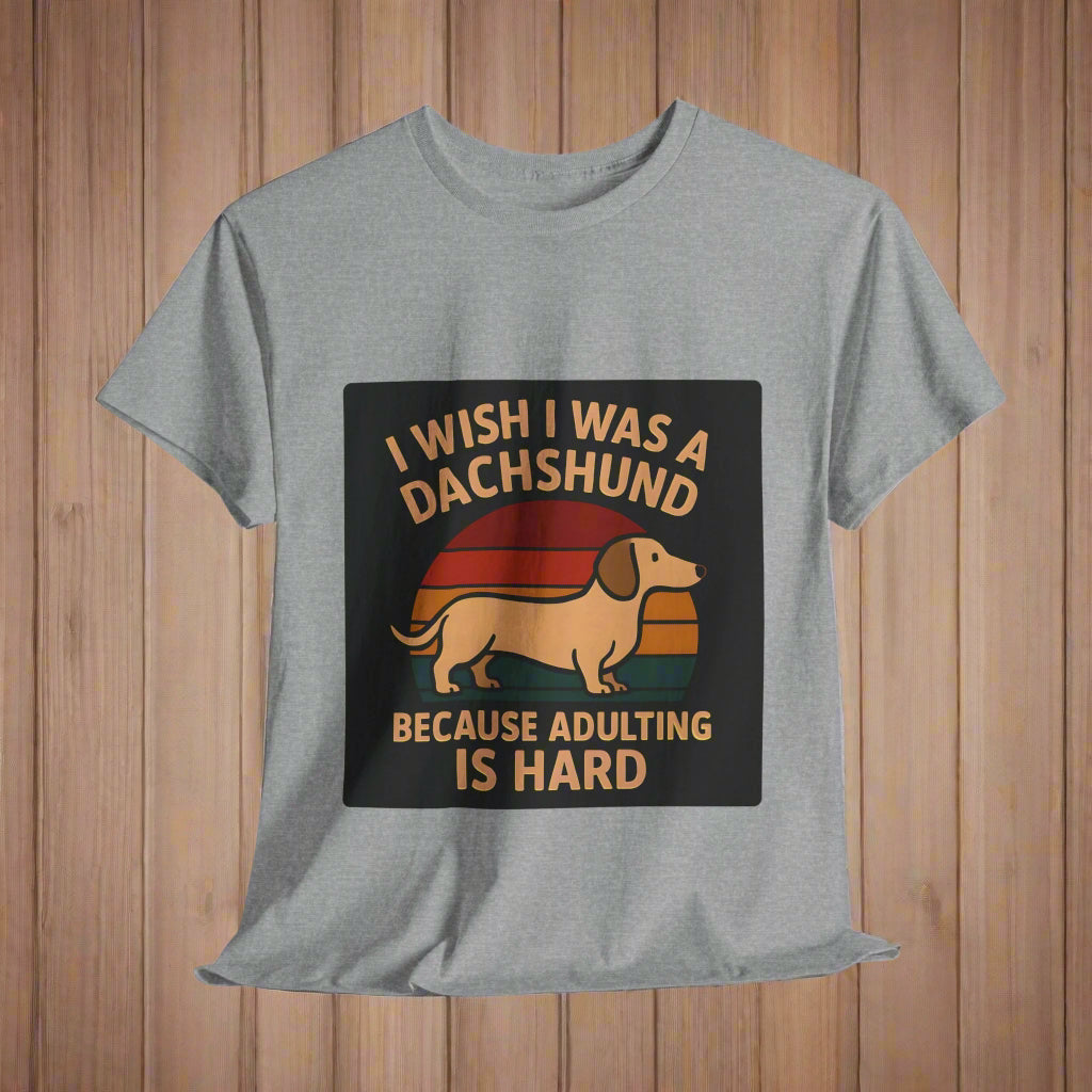 Dachshund Shirt text Adulting is Hard in sports gray