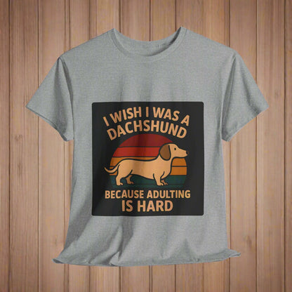 Dachshund Shirt text Adulting is Hard in sports gray