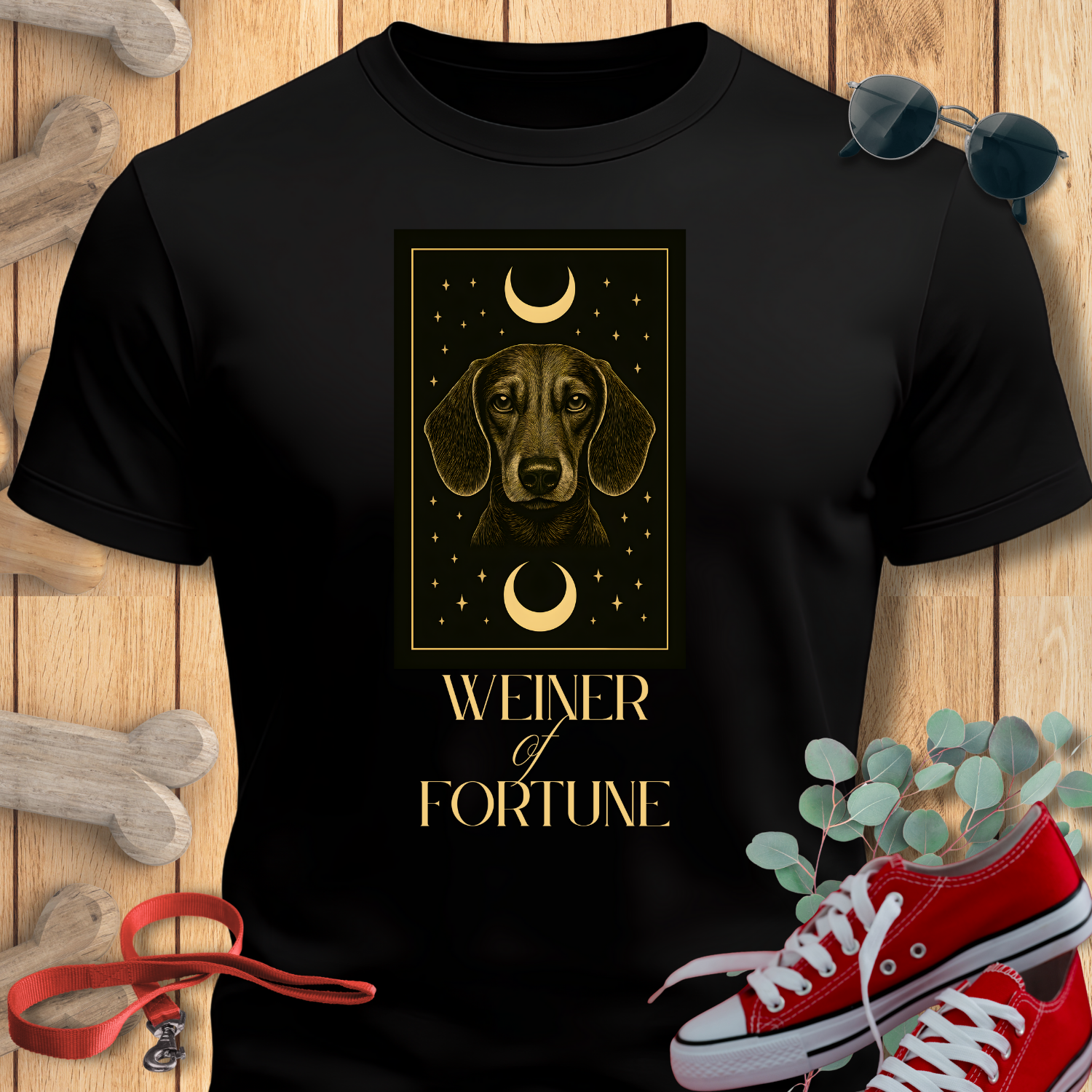 Dachshund shirt with Weiner of fortune in black