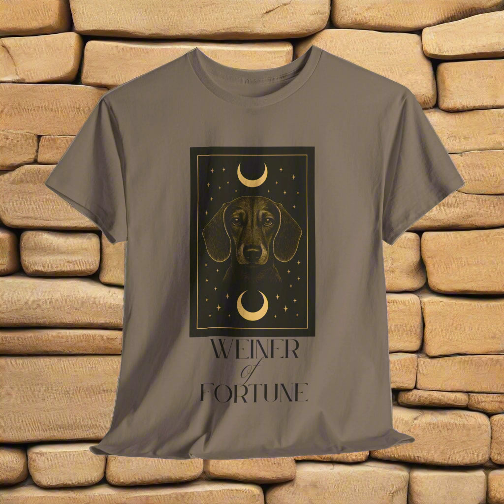Dachshund shirt with Weiner of fortune in brown savana