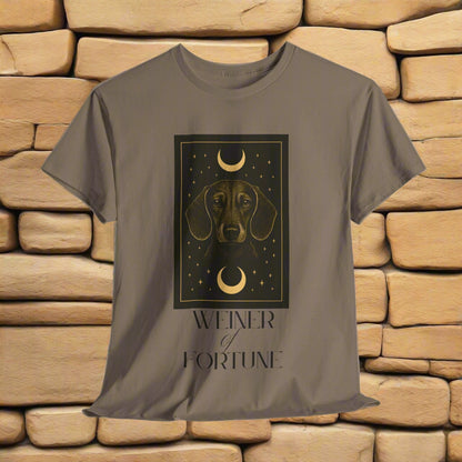 Dachshund shirt with Weiner of fortune in brown savana