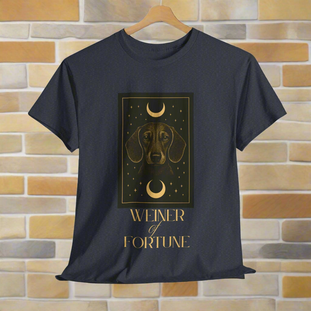 Dachshund shirt with Weiner of fortune in heather navy