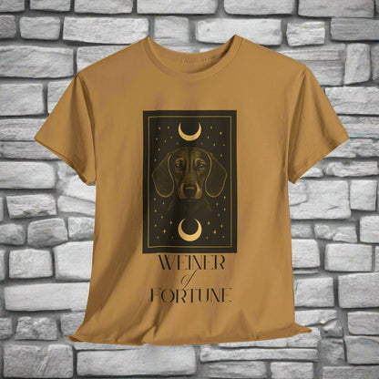Dachshund shirt with Weiner of fortune in old gold