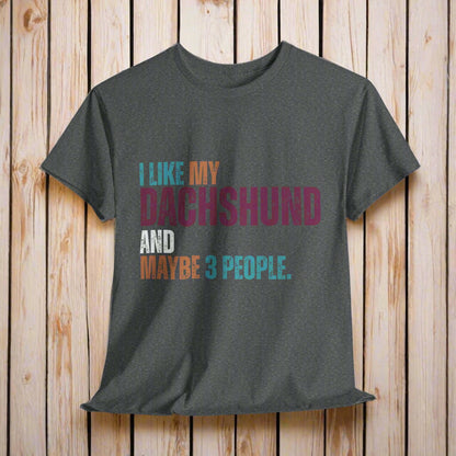 Dachshund shirt with text graphic in graphite heather