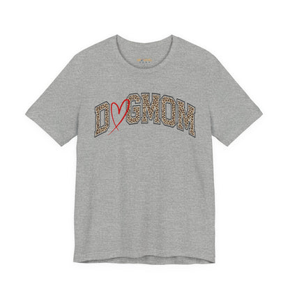 Dogmom Graphic Tee with Heart in heather ash