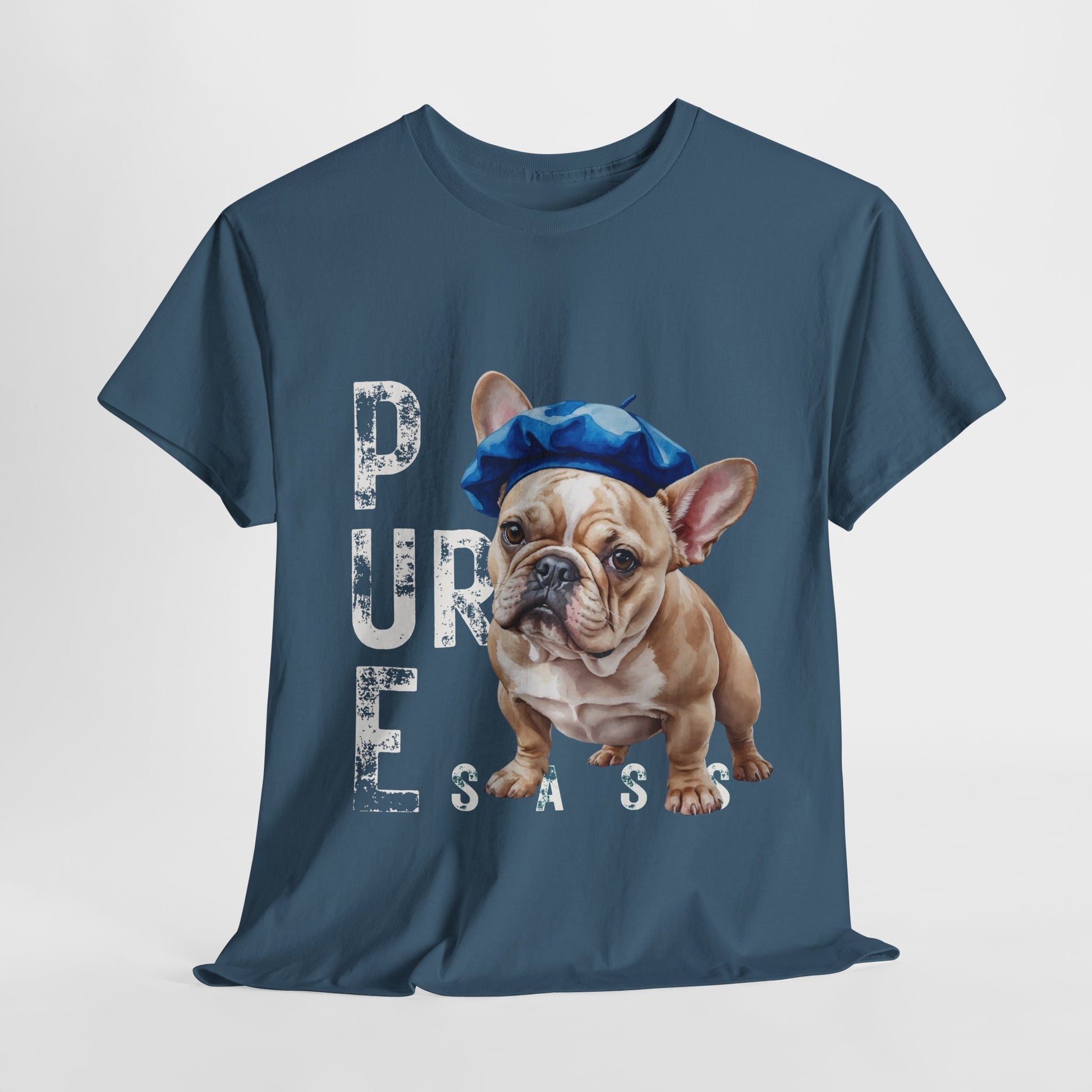 FRENCH BULLDOG SHIRT Pure Sass in indigo blue