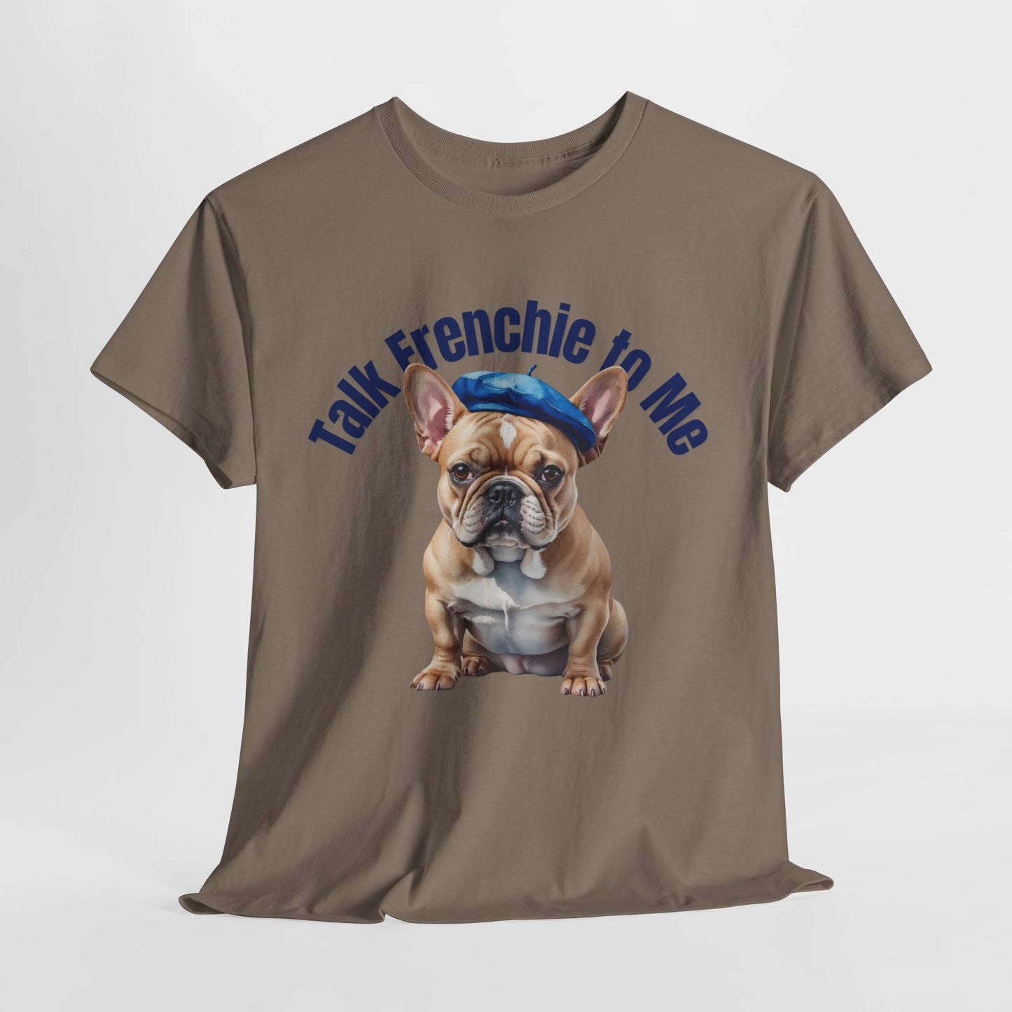 FRENCH BULLDOG SHIRT Talk Frenchie to Me in brown savana