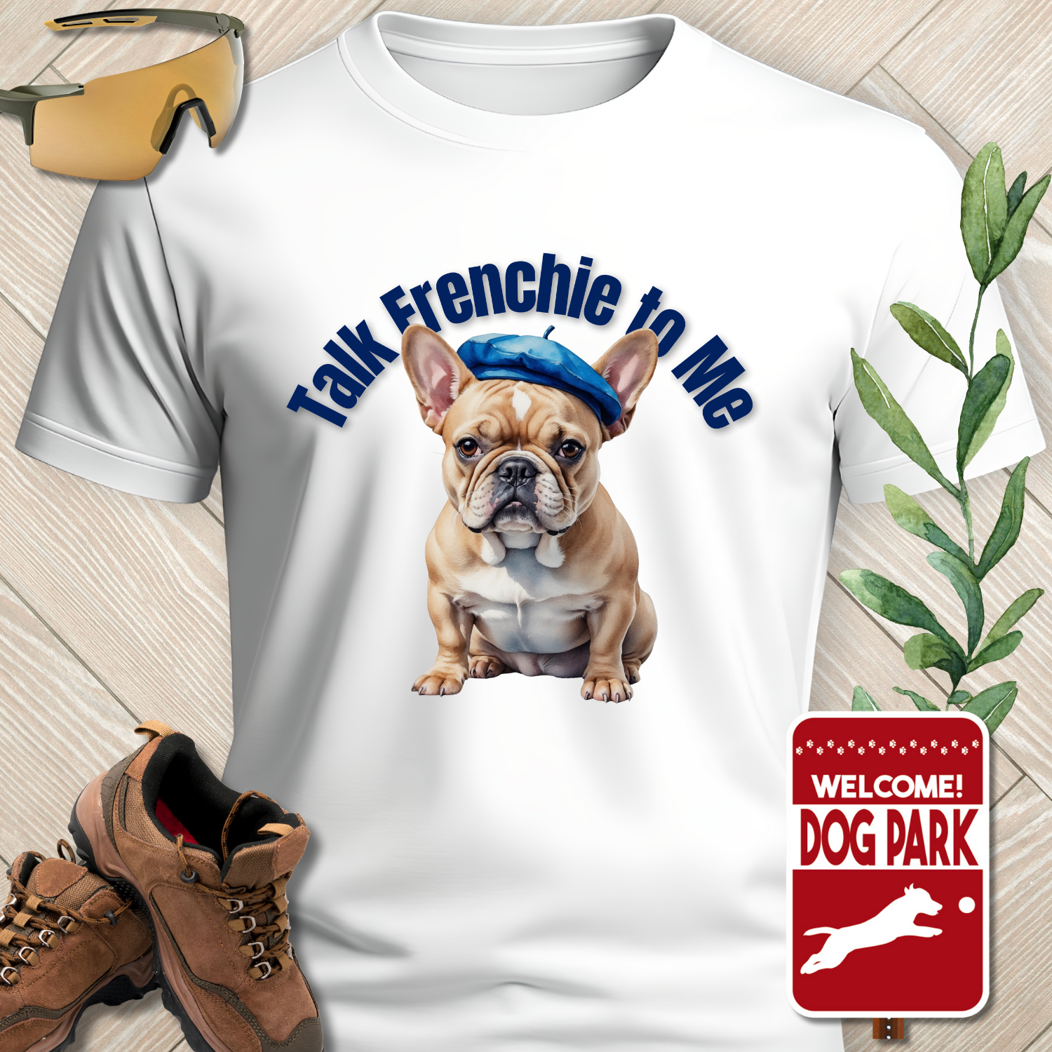 FRENCH BULLDOG SHIRT Talk Frenchie to Me in white