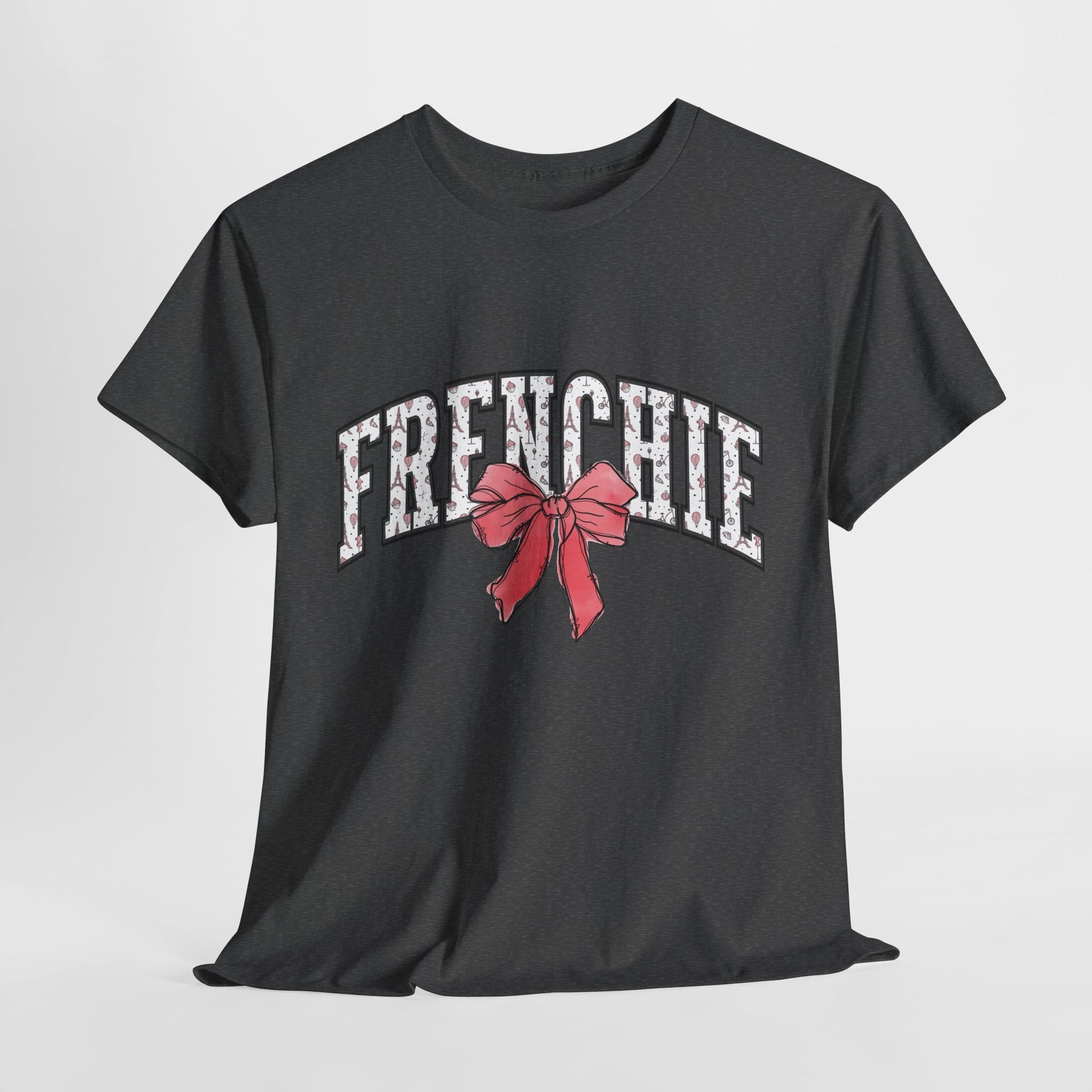 FRENCH BULLDOG SHIRT in Paris Theme in dark heather gray