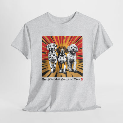 FUNNY DOG SHIRT Boy Back in Town Multiple Dog Tee in ash