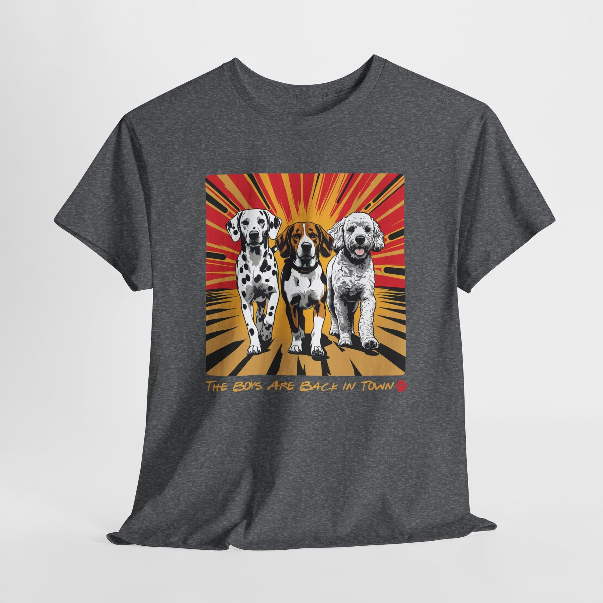 FUNNY DOG SHIRT Boy Back in Town Multiple Dog Tee in dark heather