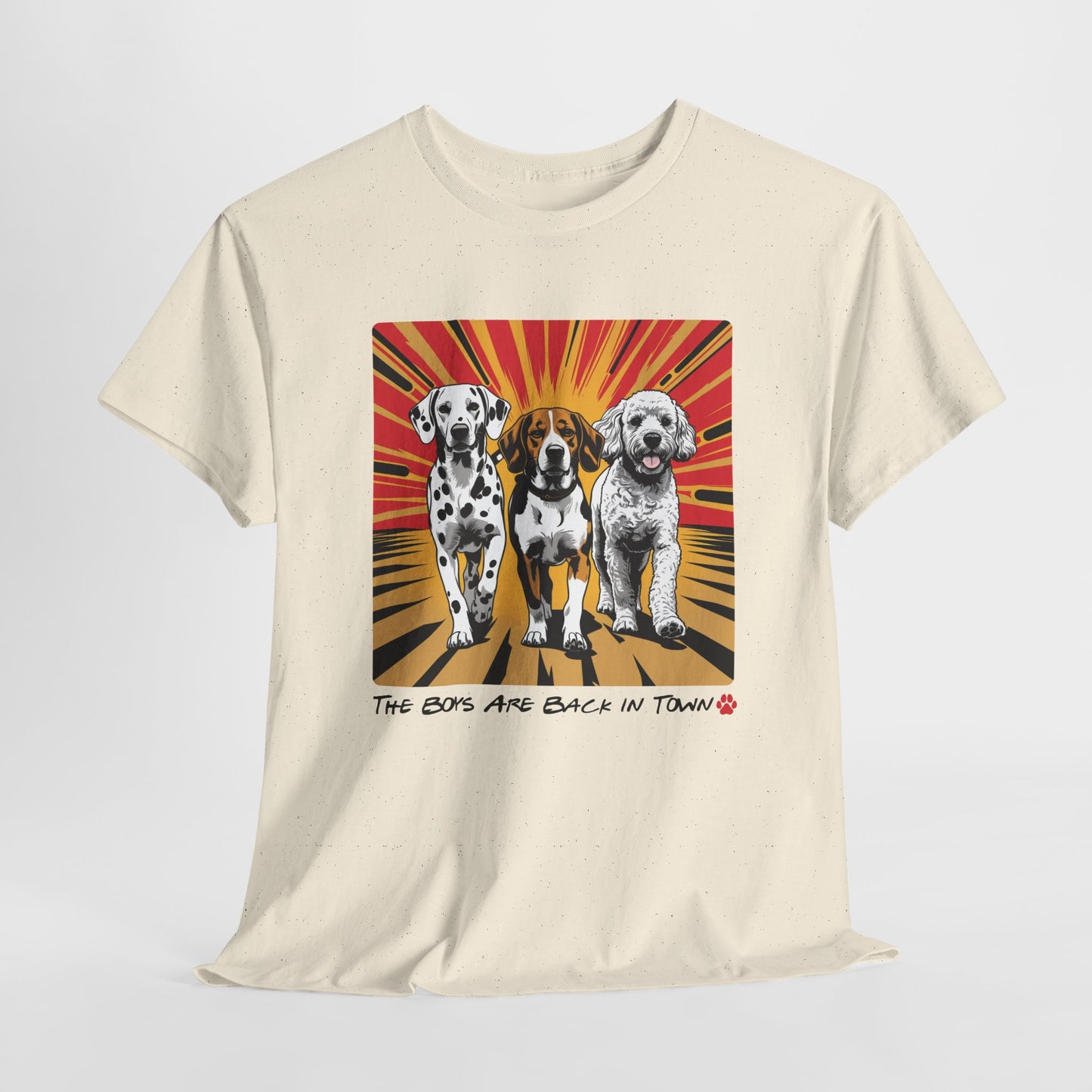 FUNNY DOG SHIRT Boy Back in Town Multiple Dog Tee in natural 