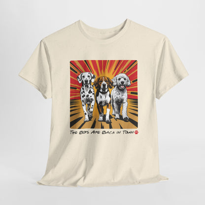 FUNNY DOG SHIRT Boy Back in Town Multiple Dog Tee in natural 