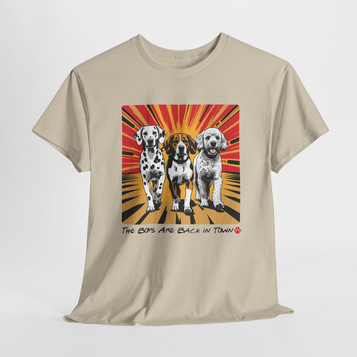 FUNNY DOG SHIRT Boy Back in Town Multiple Dog Tee in sand