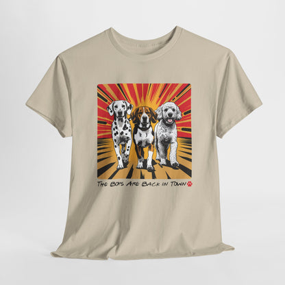 FUNNY DOG SHIRT Boy Back in Town Multiple Dog Tee in sand