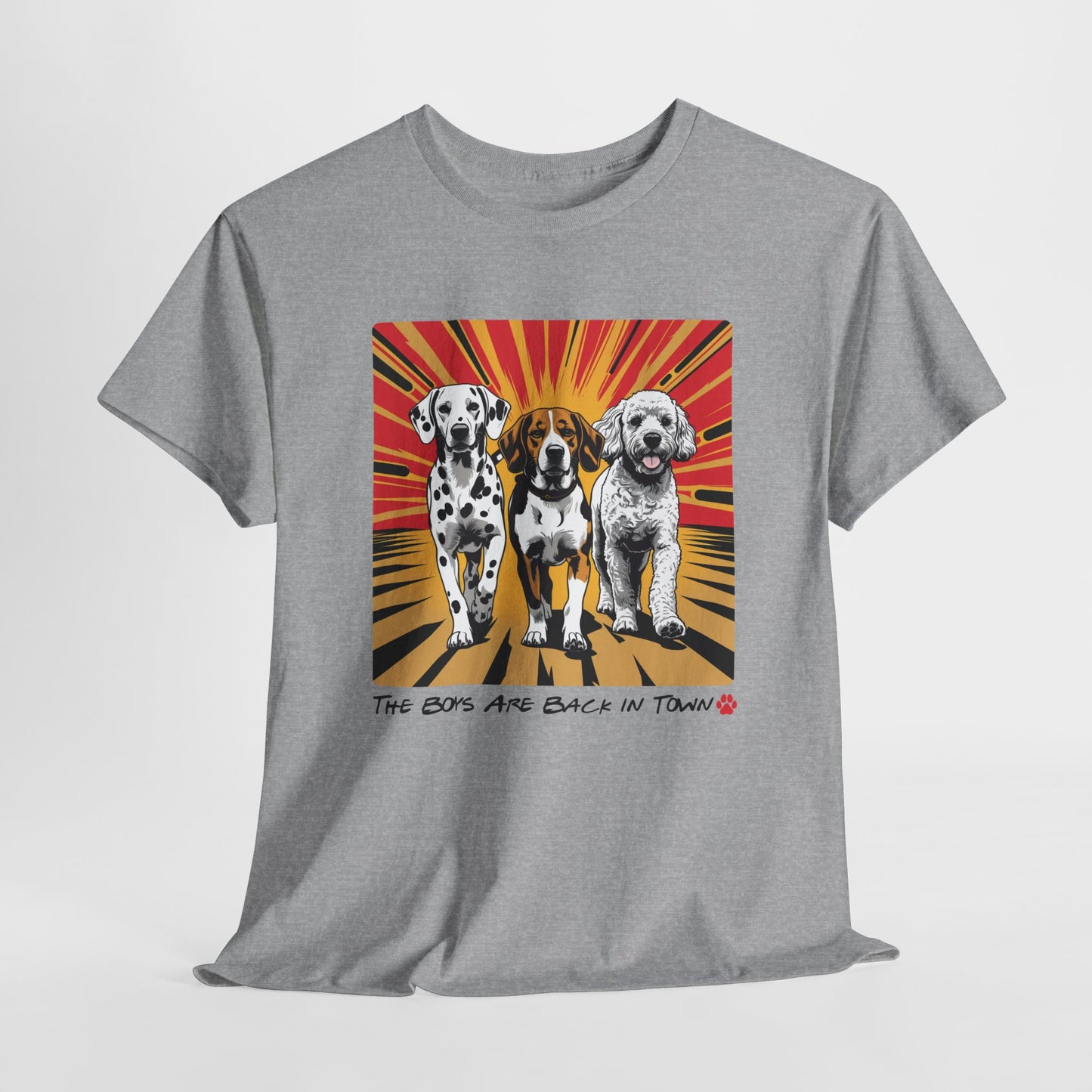 FUNNY DOG SHIRT Boy Back in Town Multiple Dog Tee in sport gray