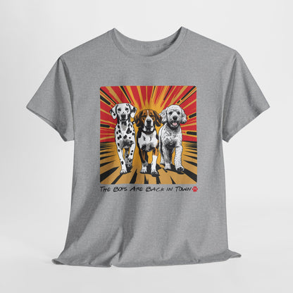 FUNNY DOG SHIRT Boy Back in Town Multiple Dog Tee in sport gray