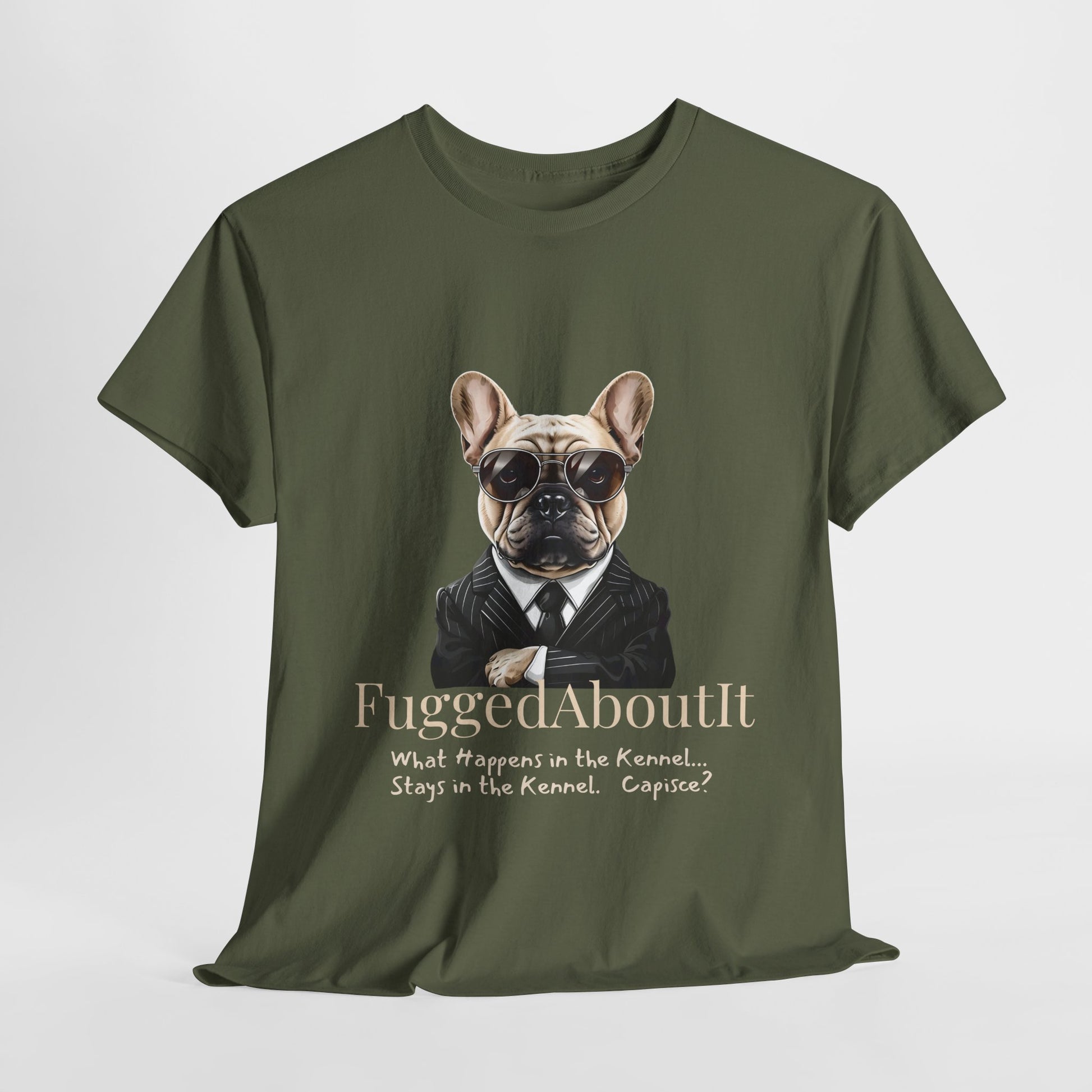 French bulldog shirt Mafia satire Kennel in military green