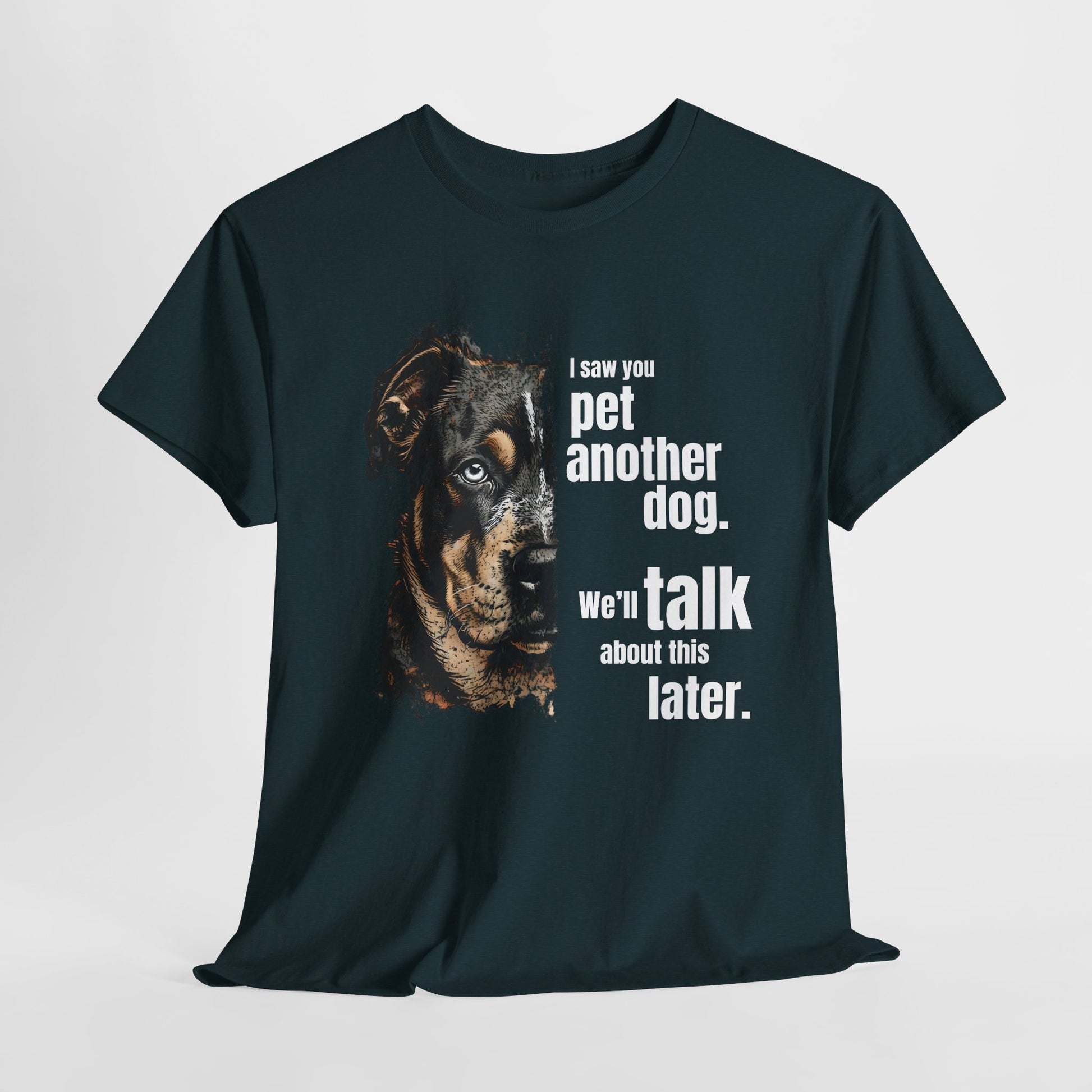 Funny Dog Shirts I Saw You, Talk Later in Midnight t-shirt with a graphic of a dog and text on a white background