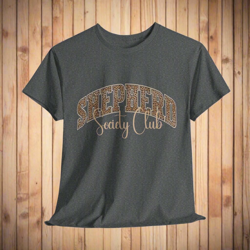 German Shepherd TShirt Leopard Print in graphite heather