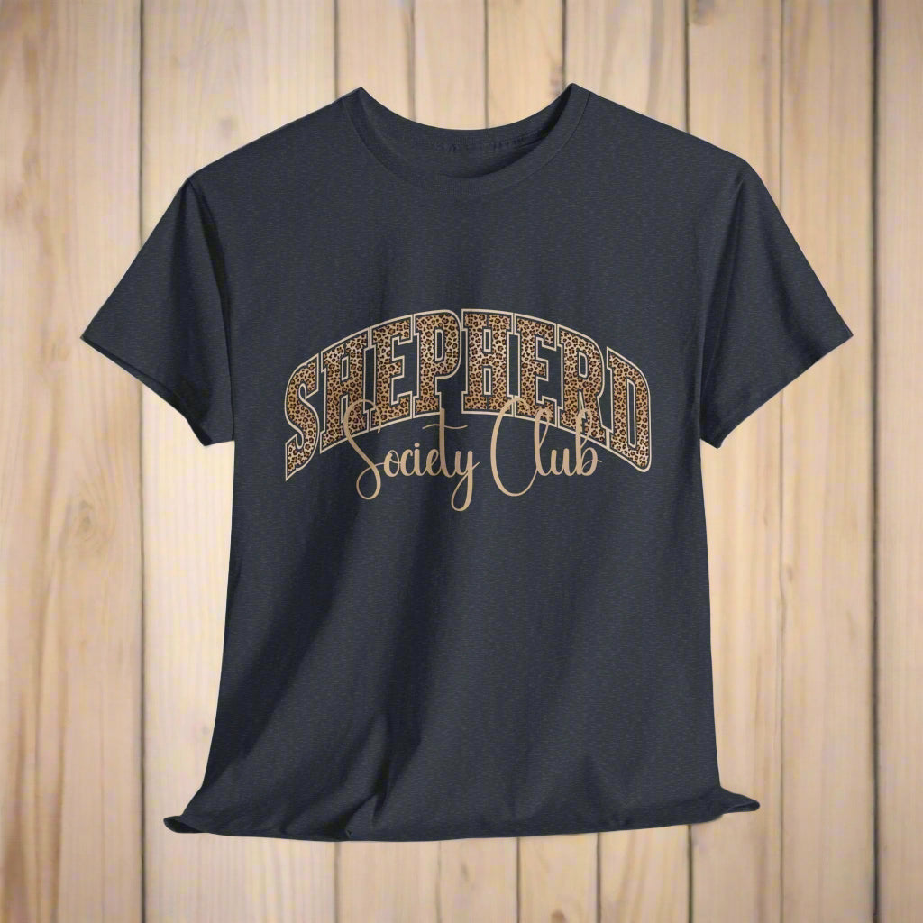 German Shepherd TShirt Leopard Print in heather navy