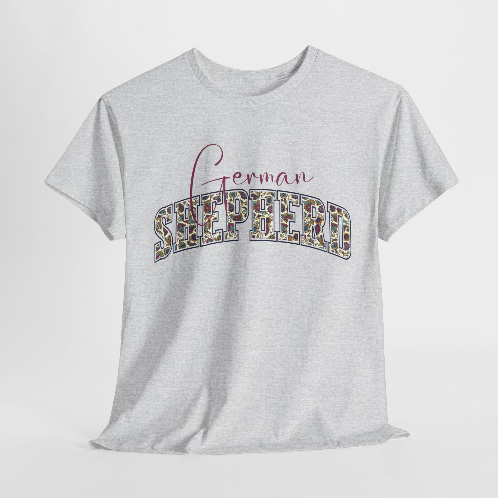 German shepherd tshirt in paisley design in ash