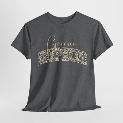German shepherd tshirt in paisley design in dark heather