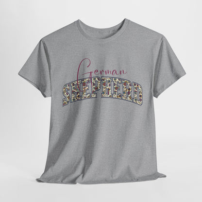 German shepherd tshirt in paisley design in sports gray