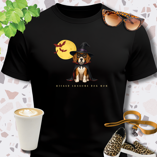 HALLOWEEN GRAPHIC TEES in DOG WITCH in black