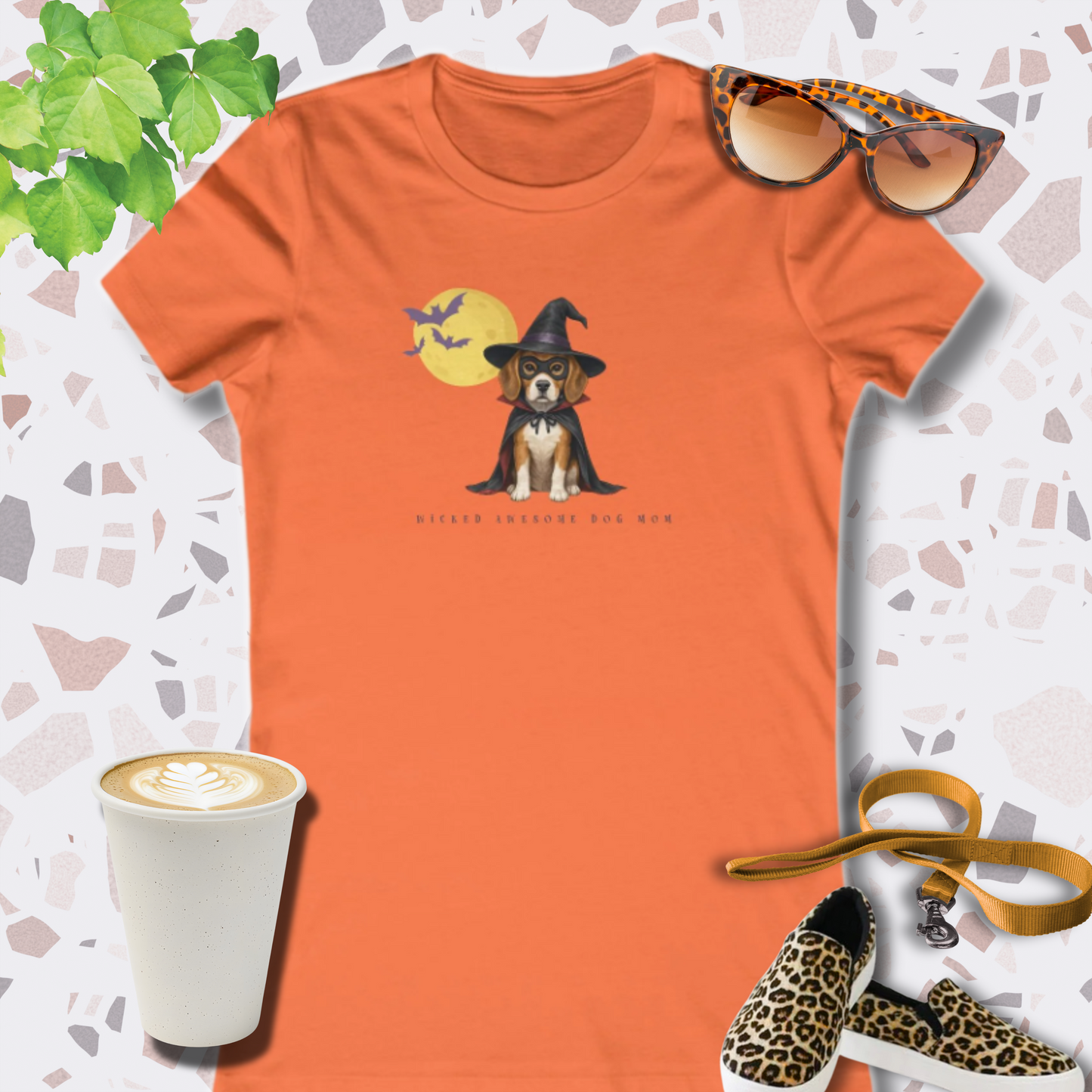 HALLOWEEN GRAPHIC TEES in DOG WITCH in orange
