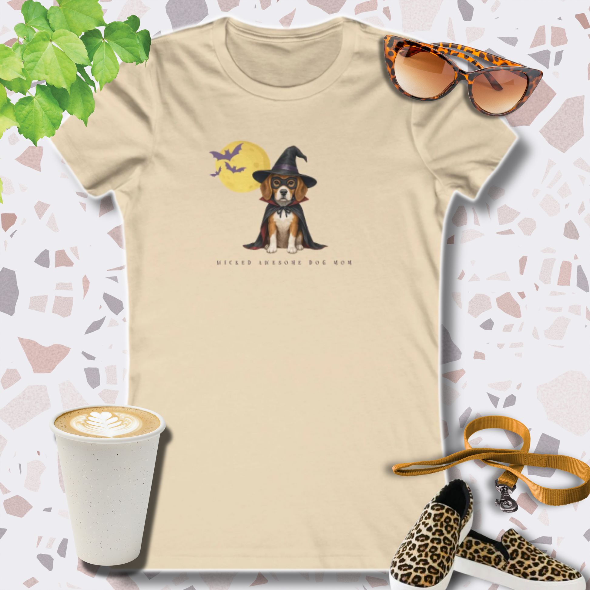 HALLOWEEN GRAPHIC TEES in DOG WITCH in soft cream