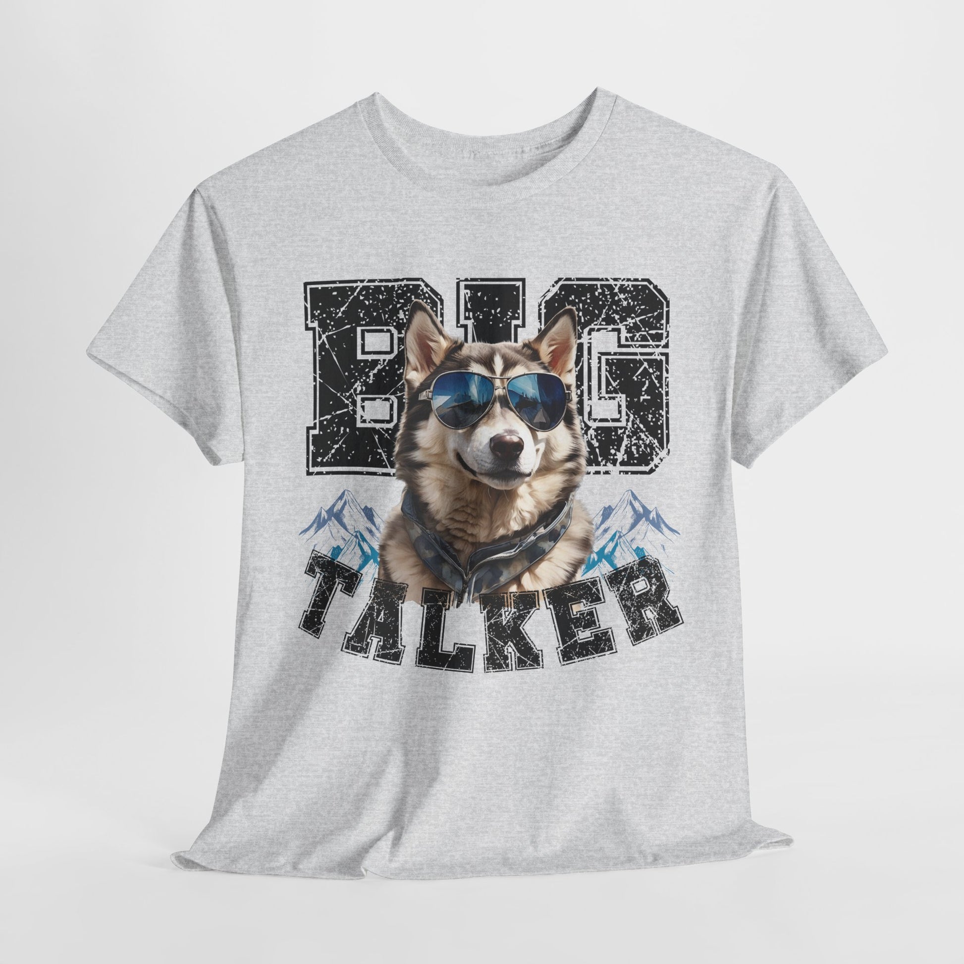 HUSKY DOG T SHIRT Big Talker in ash