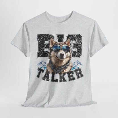 HUSKY DOG T SHIRT Big Talker in ash