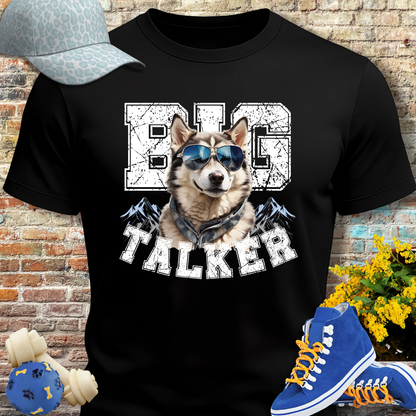 HUSKY DOG T SHIRT Big Talker in black